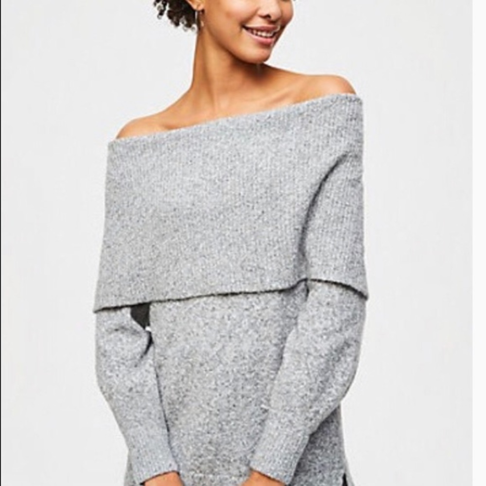 LOFT grey off the shoulder sweater